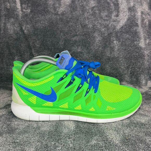 Nike free 5.0 Poison Green Lyon Blue Flesh Sport Shoes Men size 10.5 - Picture 3 of 8